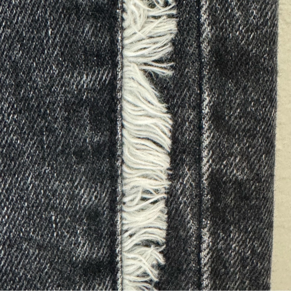 PAIGE Brigitte Fringe Trimmed Mid-Rise Slim Jeans Black Size 27 - Picture 7 of 16
